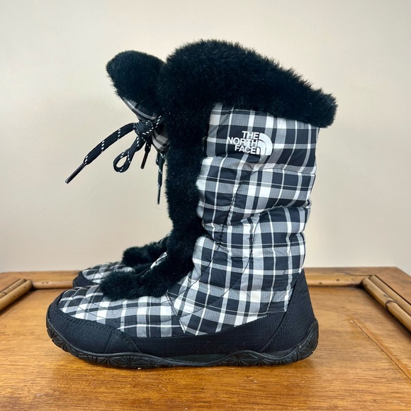 The North Face Shoes - The North Face Black and White Plaid Winter Boots